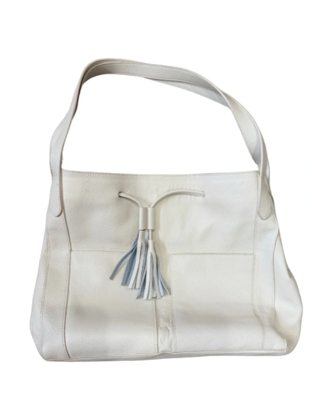 Laggo Andrea Hobo Shoulder Bag Creamy White Pebbled Leather